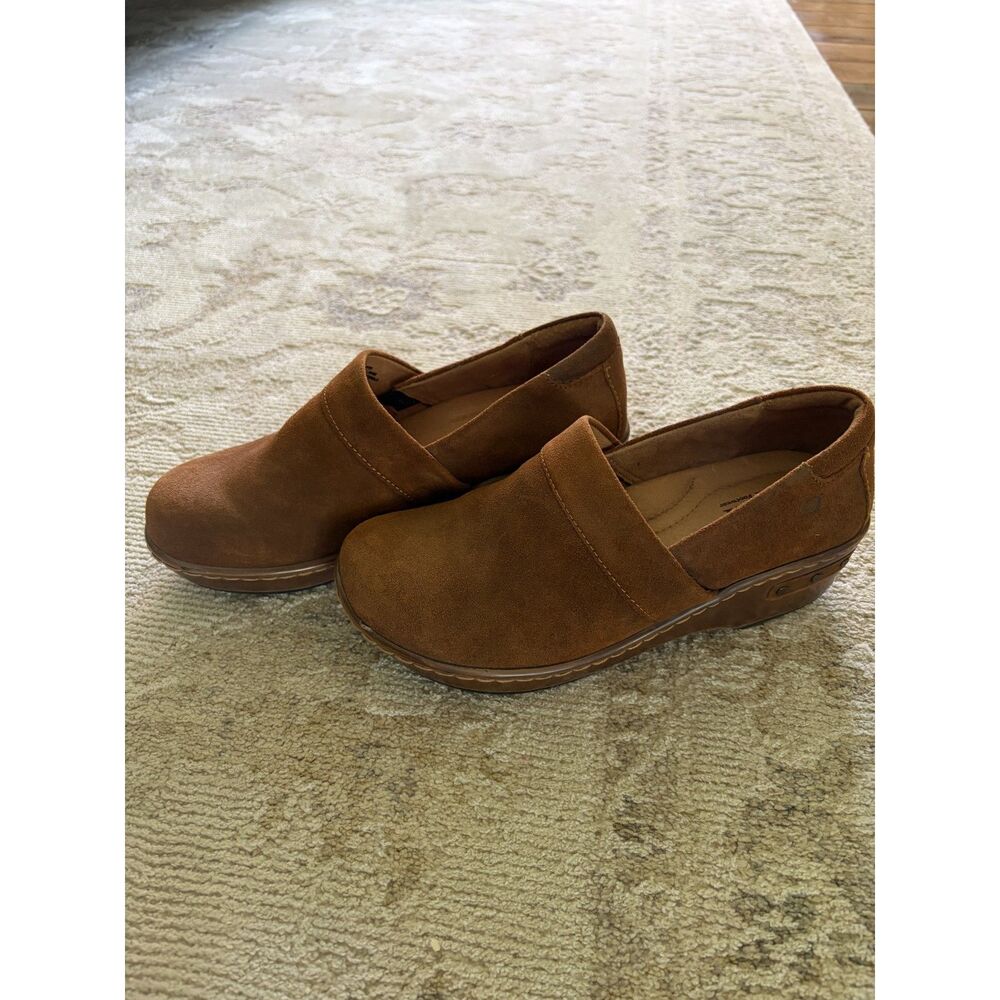 Born Bailie Brown/Tan Suede Slip-on Casual Work Business Clogs - Picture 3 of 7